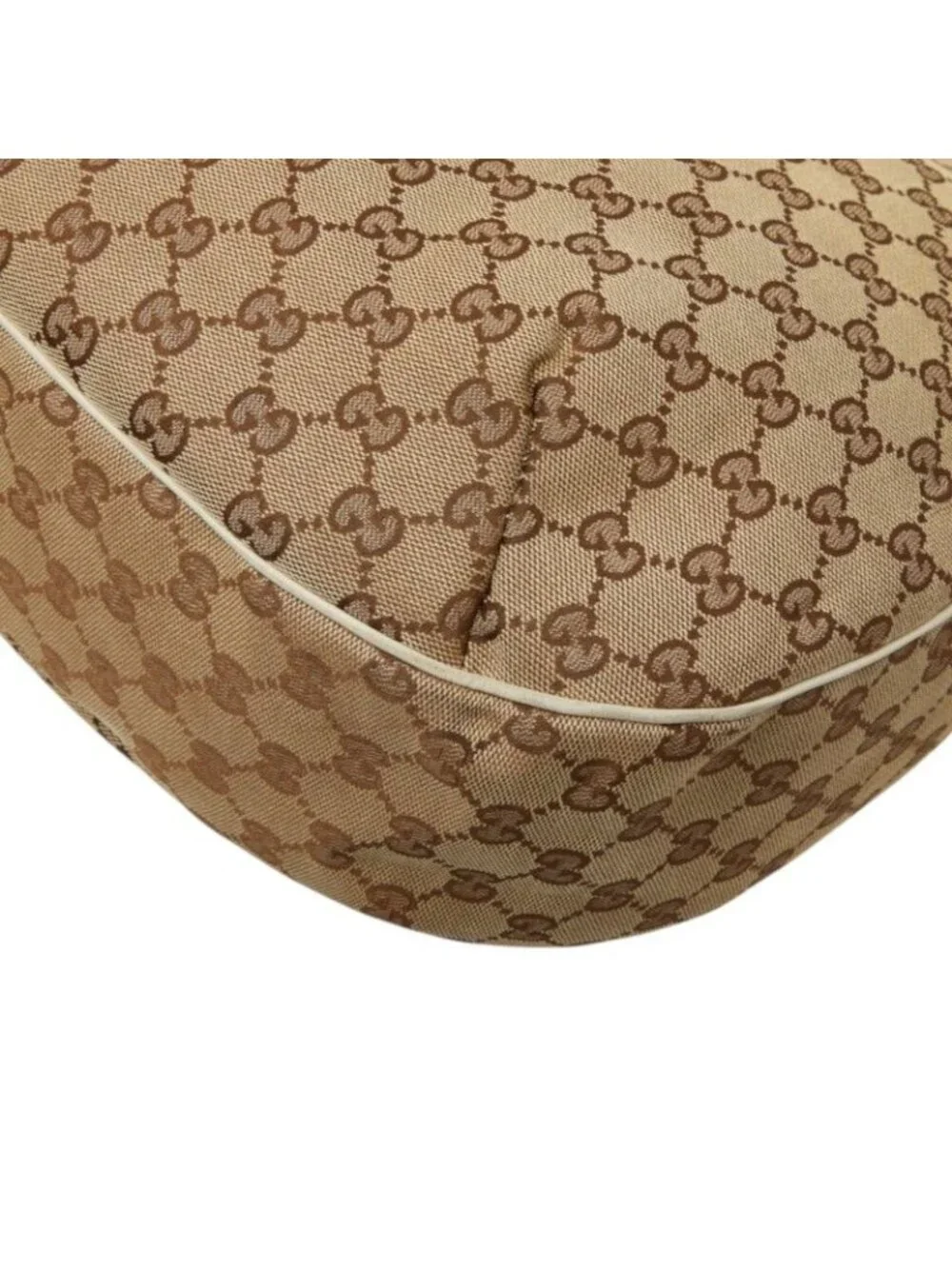 Gucci GG Canvas Sherry Line Shoulder Bag Beige White